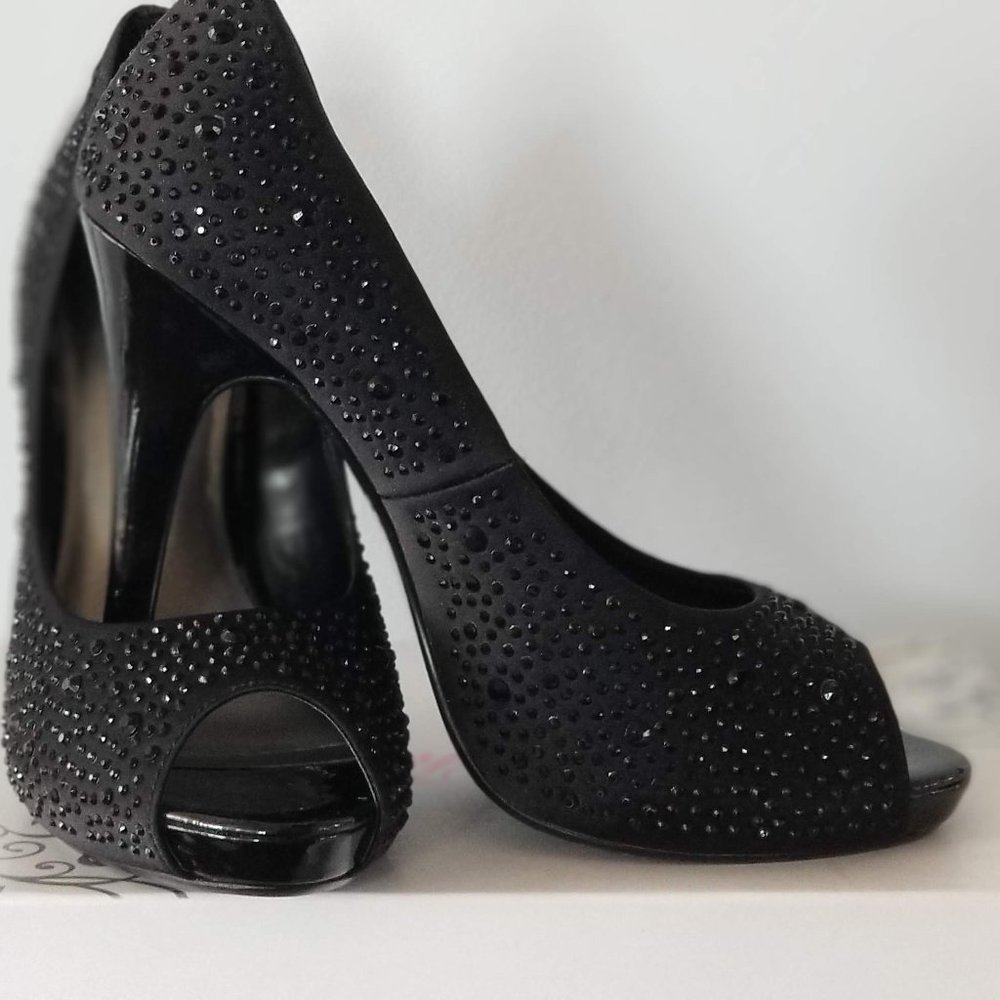 Black Peep Toe Heels